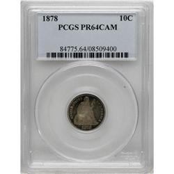 1878 10C PR64 Cameo PCGS. Sharply struck with dynamic