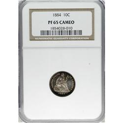 1884 10C PR65 Cameo NGC.From The Utah Collection.