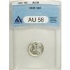 Image 1 : 1921 10C AU58 ANACS. Strongly lustrous with just a tou