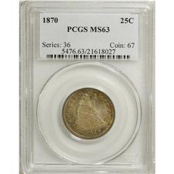 1870 25C MS63 PCGS. Though the 1870 quarter''s mintage