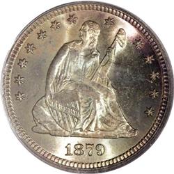 1879 25C MS67 PCGS. From a mintage of 13,600 business