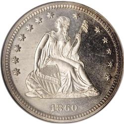 1860 25C PR65 Cameo NGC. Type Two obverse, attributed