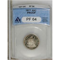 1877 25C PR64 ANACS. Whispers of pastel cobalt-blue an