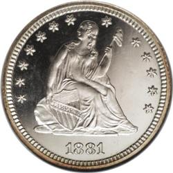 1881 25C PR67 Ultra Cameo NGC. This Superb Gem has abs