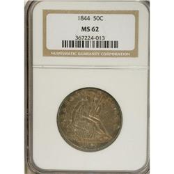 1844 50C MS62 NGC. The golden-brown patina is particul