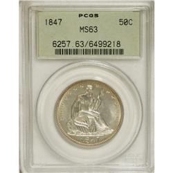 1847 50C MS63 PCGS. Lightly abraded overall with light
