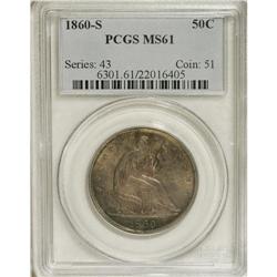 1860-S 50C MS61 PCGS. Medium sea-green, autumn-gold, a