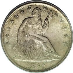 1860-S 50C MS64 PCGS. This sharply detailed near-Gem h