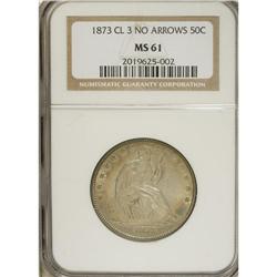 1873 50C Closed 3, No Arrows MS61 NGC. Although the Cl