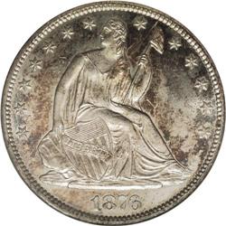 1876-CC 50C MS63 NGC. Type One Reverse, with open buds
