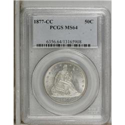 1877-CC 50C MS64 PCGS. Type Two Reverse, with a closed