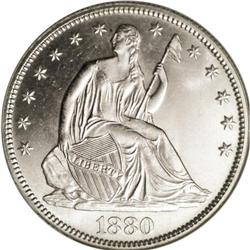 1880 50C MS66 NGC. Type Two Reverse. A silver-white Pr