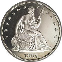 1864 50C PR64 Cameo PCGS. Fewer than 40 of the 470-pie