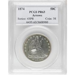 1874 50C Arrows PR63 PCGS. WB-101. Small Arrows. Randy