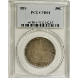 1889 50C PR64 PCGS. Dusky gray toning takes on wisps o