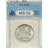 Image 1 : 1911-S 50C MS62 ANACS. Pleasing luster characterizes t