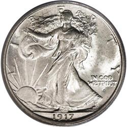 1917-D 50C Obverse MS64 PCGS. A pleasing silver and sm