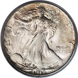 1918-S 50C MS64 PCGS. Each side has a moderate wash of