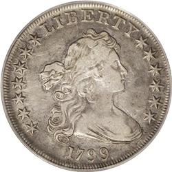1799 S$1 7x6 Stars VF35 PCGS. B-9, BB-166, R.1. Die St