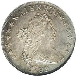 1799 S$1 AU50 NGC. B-10, BB-163, R.2. Intermediate Die