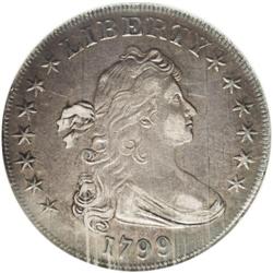 1799 S$1 AU50 NGC. B-10, BB-163, R.2. Richly toned in