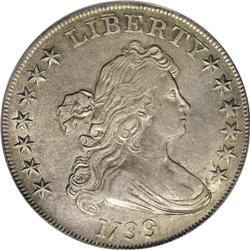 1799 S$1 7x6 Stars AU53 PCGS. B-16a, BB-158, R.2. Die