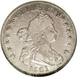 1801 S$1 AU53 PCGS. B-3, BB-213, R.3. Die State II. Th