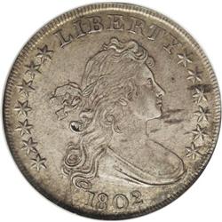 1802 S$1 Narrow Date AU55 NGC. B-6, BB-241, R.1. Easil