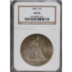1842 S$1 AU55 NGC. In 1842 the business strike emissio