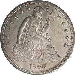 1846 S$1 MS62 PCGS. Although 110,000 business strikes