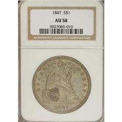 1847 S$1 AU58 NGC. Well-defined with just a touch of h
