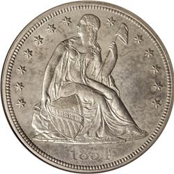 1854 S$1 --Repaired, Cleaned--ANACS. AU58 Details. The