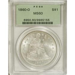 1860-O S$1 MS60 PCGS. Booming luster and brilliant sur