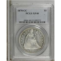 1870-CC S$1 XF40 PCGS. Variety 2-B. A rare die pairing
