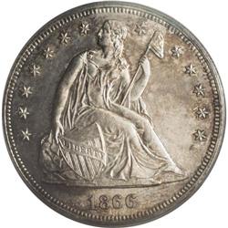 1866 S$1 Motto PR63 PCGS. Freckles of golden-brown and