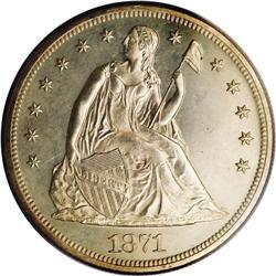 1871 S$1 PR64 PCGS. Breen-5488. The date is slightly b