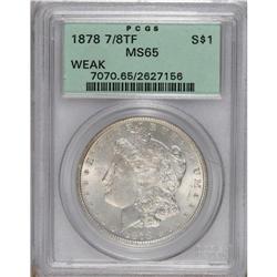 1878 7/8TF S$1 Weak MS65 PCGS. VAM-33. Mostly brillian