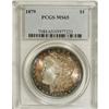 Image 1 : 1879 S$1 MS65 PCGS. Absolutely gorgeous magenta and el