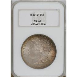 1880-O S$1 MS64 NGC. Oval O. Rich golden-brown and pow
