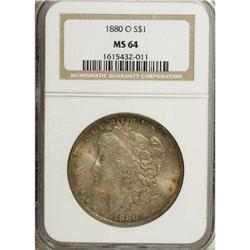 1880-O S$1 MS64 NGC. Micro O. An original blanket of a