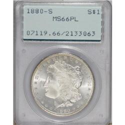 1880-S S$1 MS66 Prooflike PCGS. Medium S. Olive-green,
