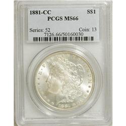 1881-CC S$1 MS66 PCGS. An intricately struck CC-mint P