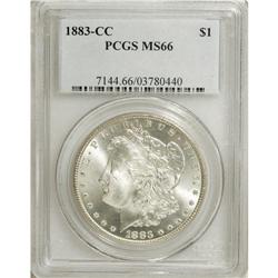 1883-CC S$1 MS66 PCGS. Pleasing luster emanates from t