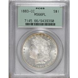 1883-CC S$1 MS66 Prooflike PCGS. Glimpses of lemon ton