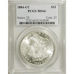 1884-CC S$1 MS66 PCGS. Intense luster radiates from un