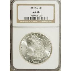 1884-CC S$1 MS66 NGC. A highly lustrous and slightly f