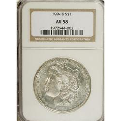 1884-S S$1 AU58 NGC. Fully struck and brilliant throug