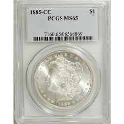 1885-CC S$1 MS65 PCGS. This essentially brilliant and