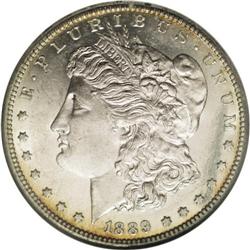 1889-CC S$1 AU58 NGC. David Bowers writes: "The 1889-C