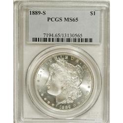1889-S S$1 MS65 PCGS. Flashy, frosted mint luster char